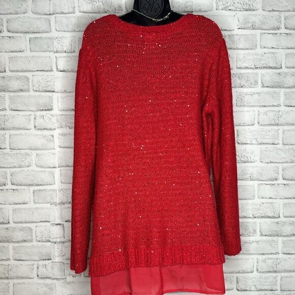 Faded Glory, red, sequined sweater, size 3X - Picture 4 of 5
